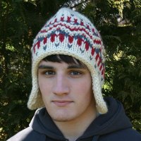 Earflap Hat with Fair Isle detail knit in Dale of Norway Hubro