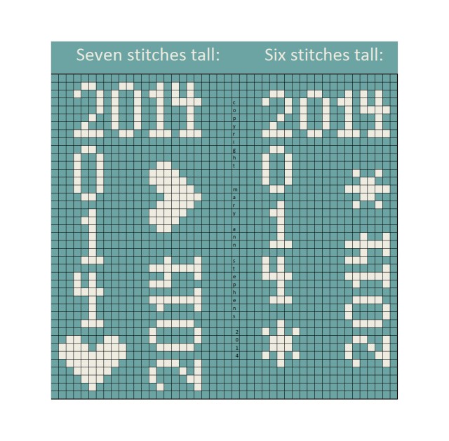 Needlework chart with 2014 date.  Can be used on knitting, needlepoint, cross-stitch, quilting...you name it!