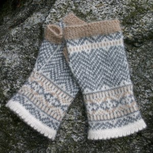 fingerless mittens knit in alpaca yarn