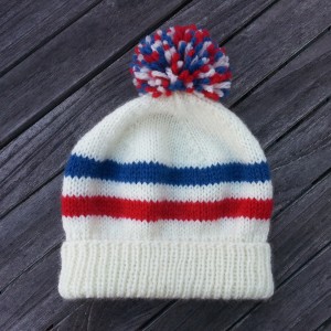 free knitting pattern for unisex knit hat with fold up ribbing and stripes